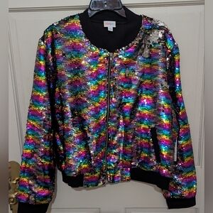 LuLaRoe Stevie Vibrant Sequin Bomber Jacket